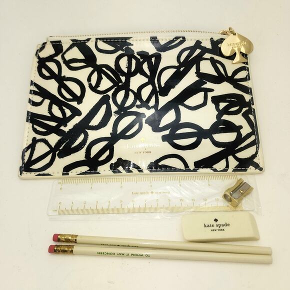 Kate Spade New York Literary Glasses Pencil Pouch set - Picture 1 of 7